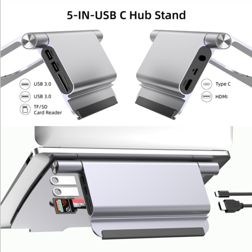 Ergonomic Laptop Stand with USB-C Hub
